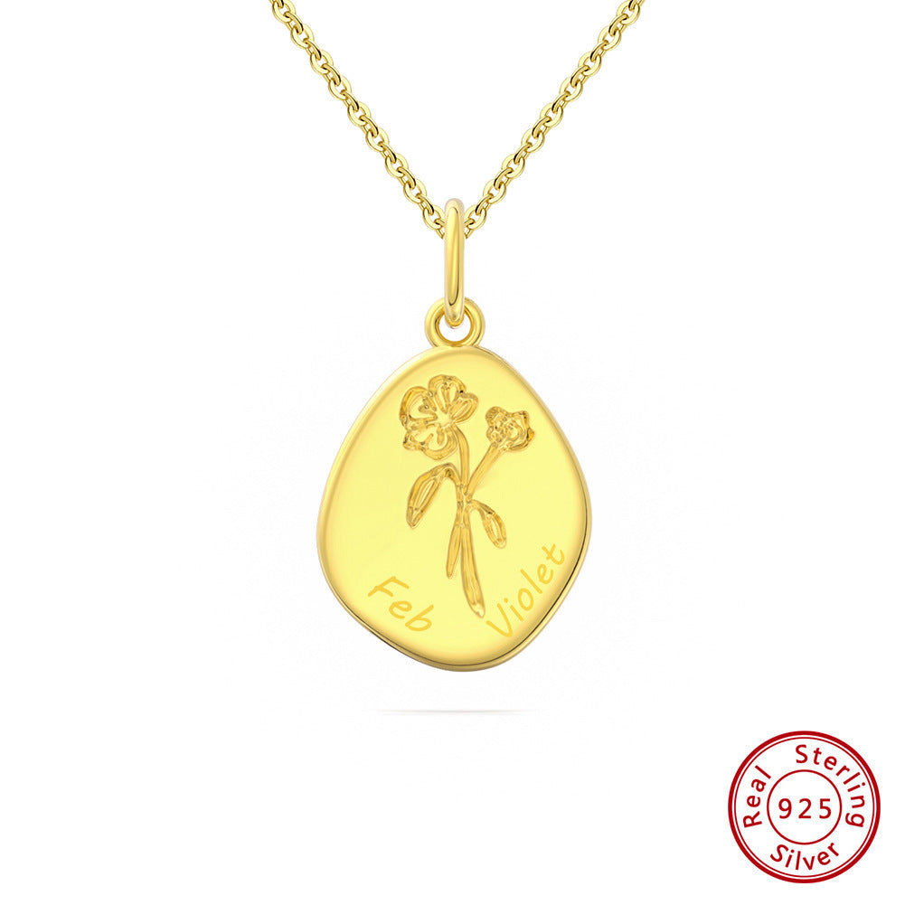 Birth Flower Irregular Pendant Necklace – Unique and Personalized Floral Jewelry