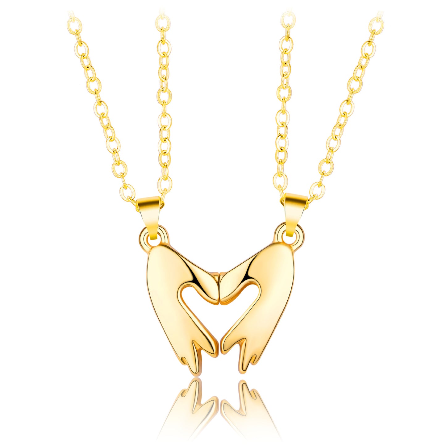 Love Gesture Magnetic Couple Necklace – Matching Hands Pendant Set