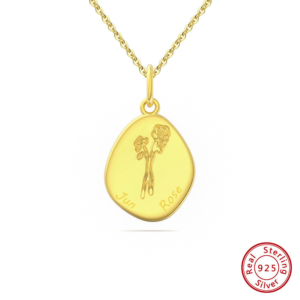 Birth Flower Irregular Pendant Necklace – Unique and Personalized Floral Jewelry