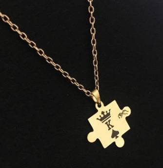 King and Queen Crown Pendant Necklace – Stainless Steel Matching Couple Jewelry