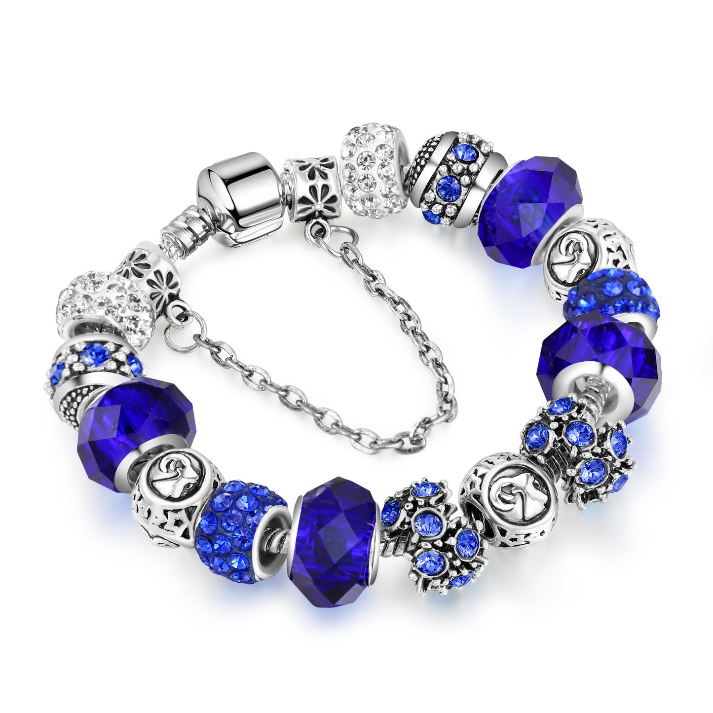 12 Constellation Crystal Glass Alloy Big Bead Bracelet – Celestial Zodiac Charm Jewelry