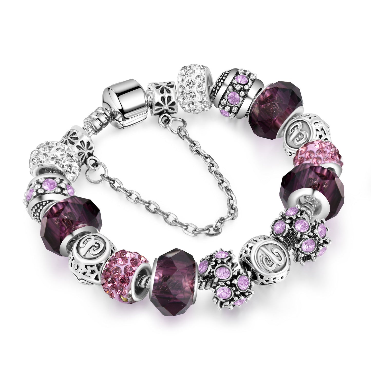 12 Constellation Crystal Glass Alloy Big Bead Bracelet – Celestial Zodiac Charm Jewelry