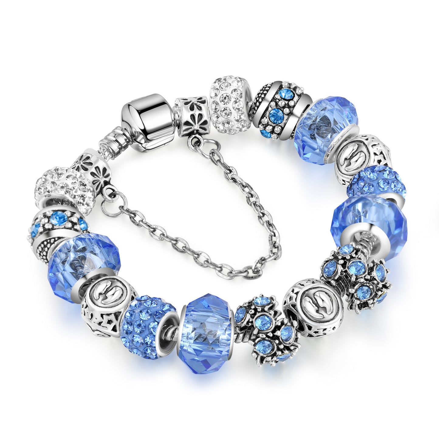 12 Constellation Crystal Glass Alloy Big Bead Bracelet – Celestial Zodiac Charm Jewelry