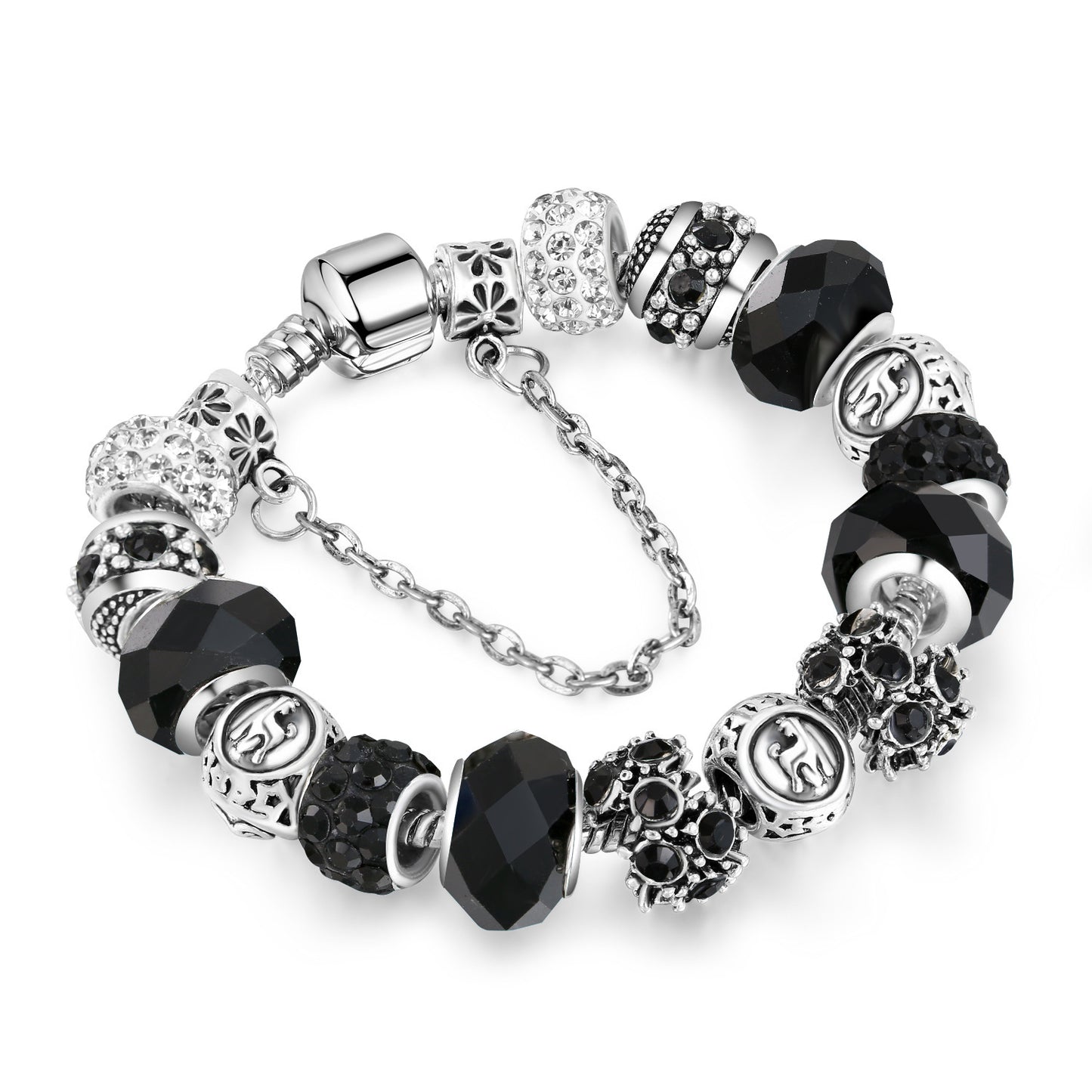 12 Constellation Crystal Glass Alloy Big Bead Bracelet – Celestial Zodiac Charm Jewelry