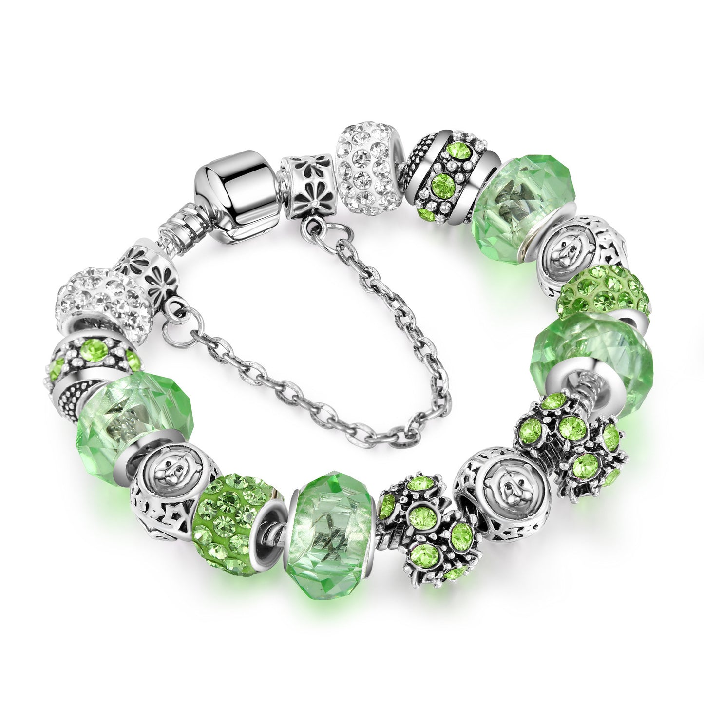 12 Constellation Crystal Glass Alloy Big Bead Bracelet – Celestial Zodiac Charm Jewelry