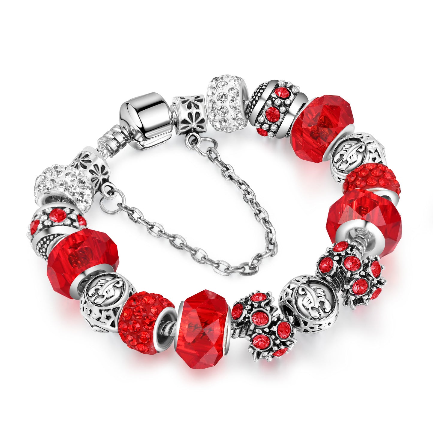12 Constellation Crystal Glass Alloy Big Bead Bracelet – Celestial Zodiac Charm Jewelry