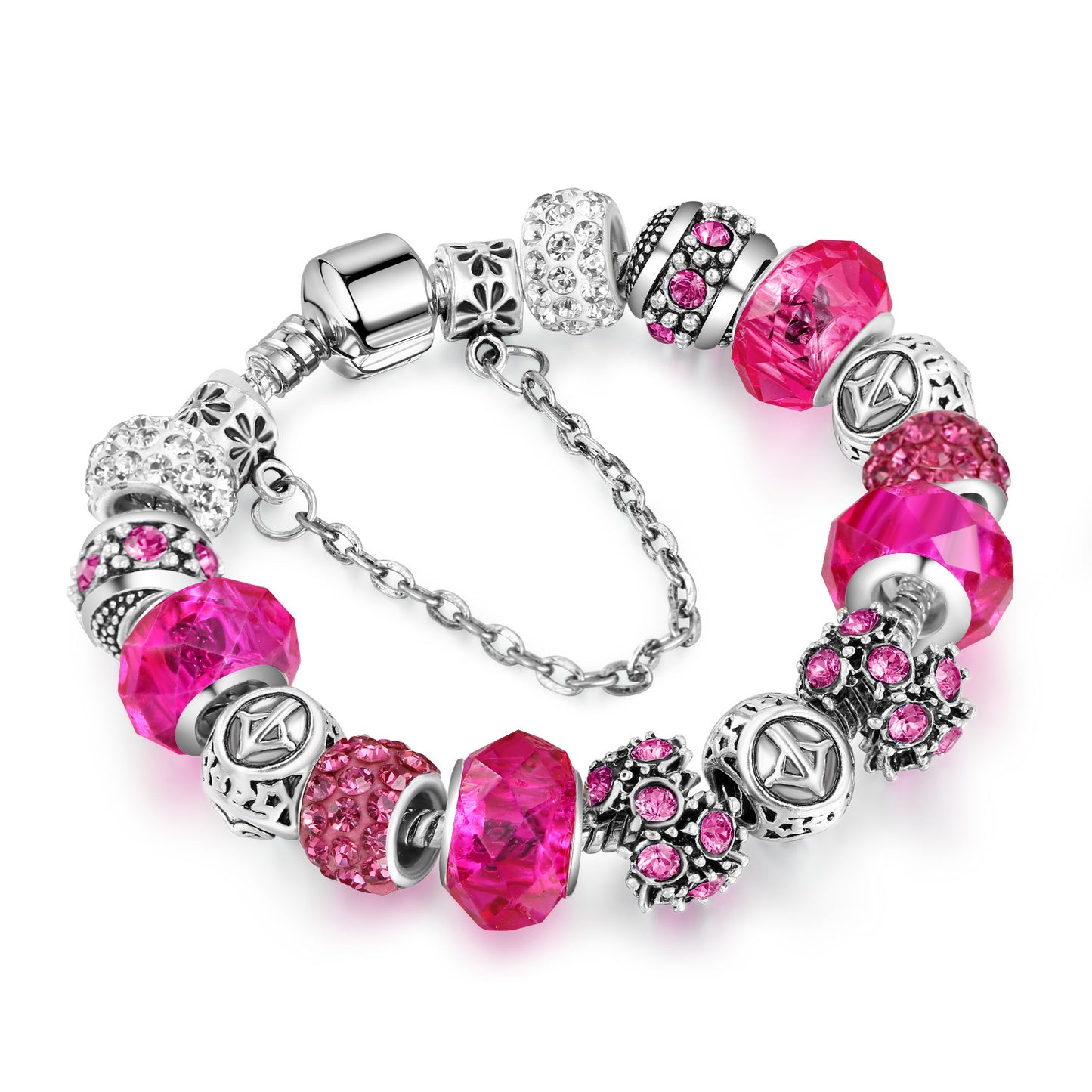 12 Constellation Crystal Glass Alloy Big Bead Bracelet – Celestial Zodiac Charm Jewelry