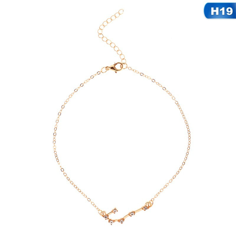 12 Constellation Charm Anklet – Celestial Zodiac Foot Jewelry