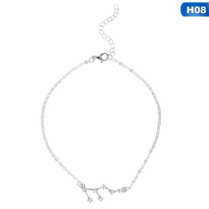 12 Constellation Charm Anklet – Celestial Zodiac Foot Jewelry