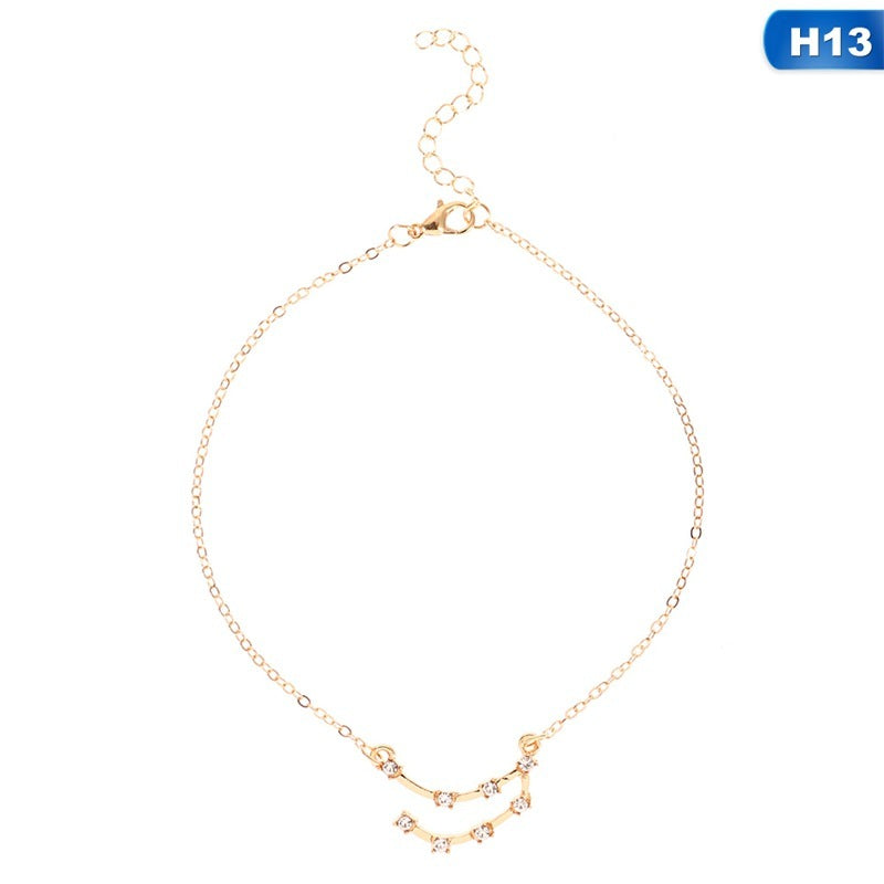 12 Constellation Charm Anklet – Celestial Zodiac Foot Jewelry