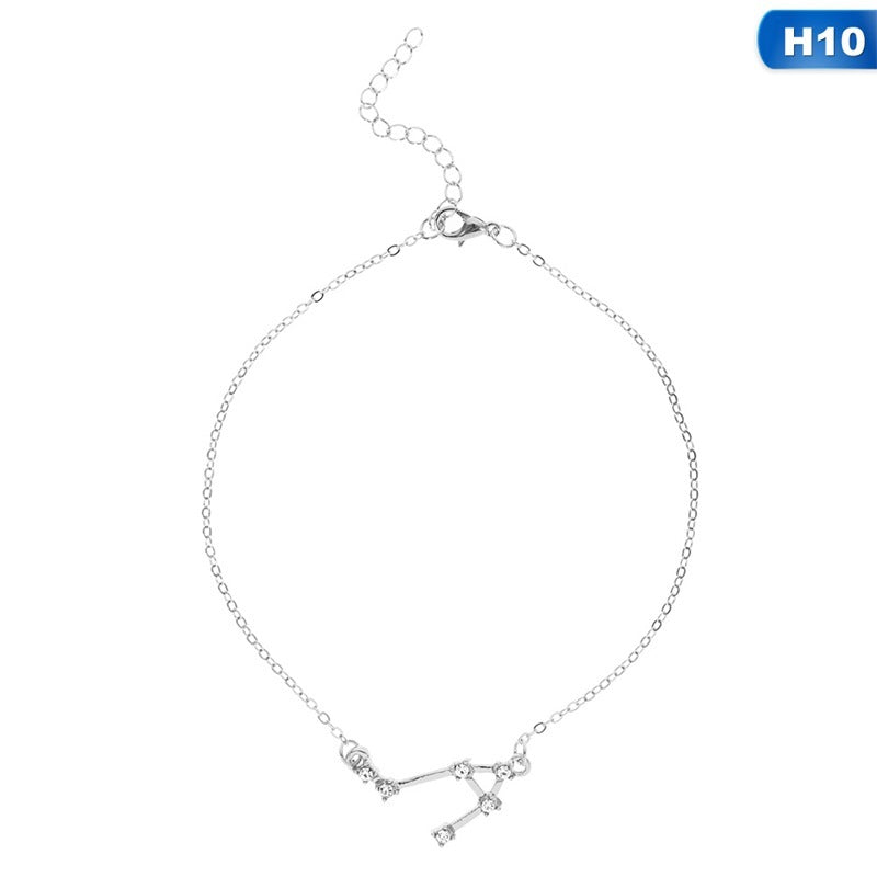 12 Constellation Charm Anklet – Celestial Zodiac Foot Jewelry