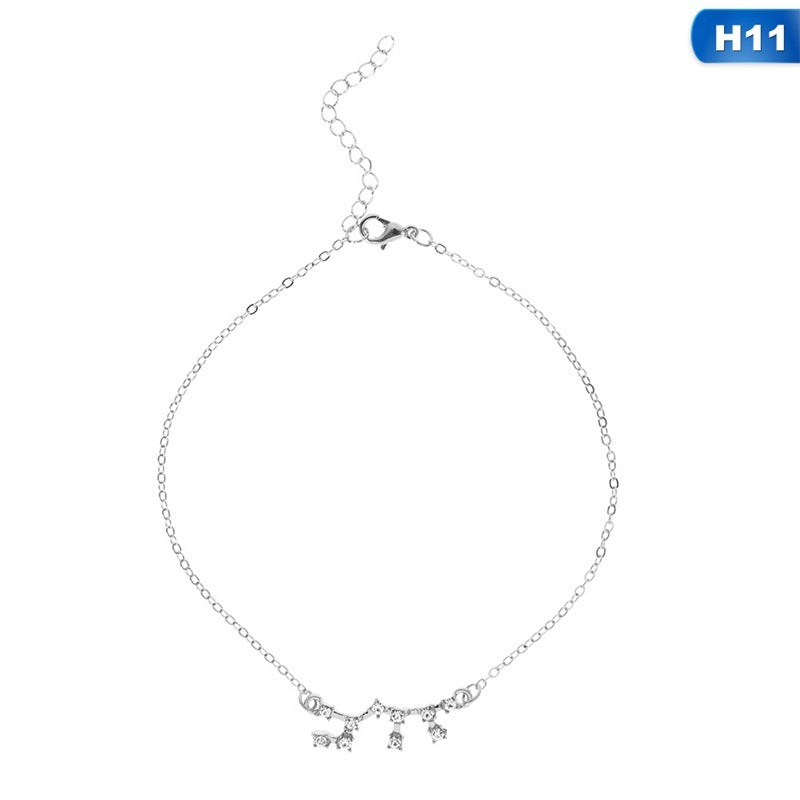 12 Constellation Charm Anklet – Celestial Zodiac Foot Jewelry