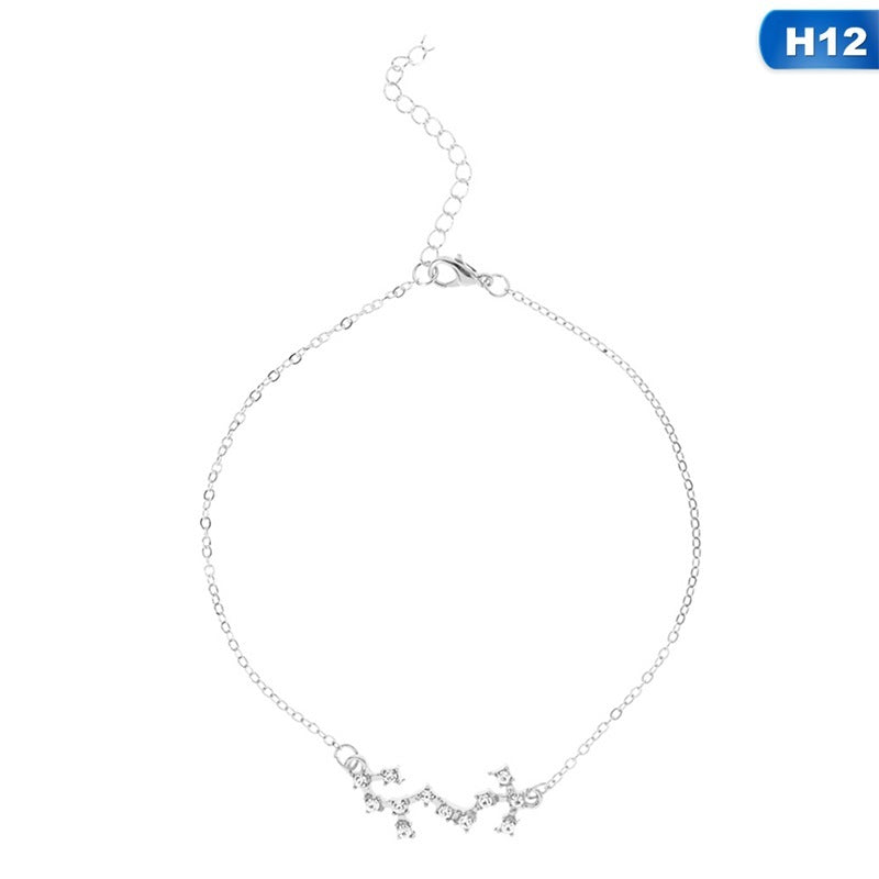 12 Constellation Charm Anklet – Celestial Zodiac Foot Jewelry