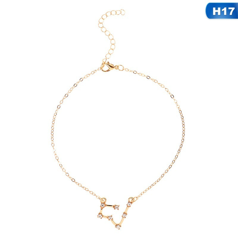 12 Constellation Charm Anklet – Celestial Zodiac Foot Jewelry