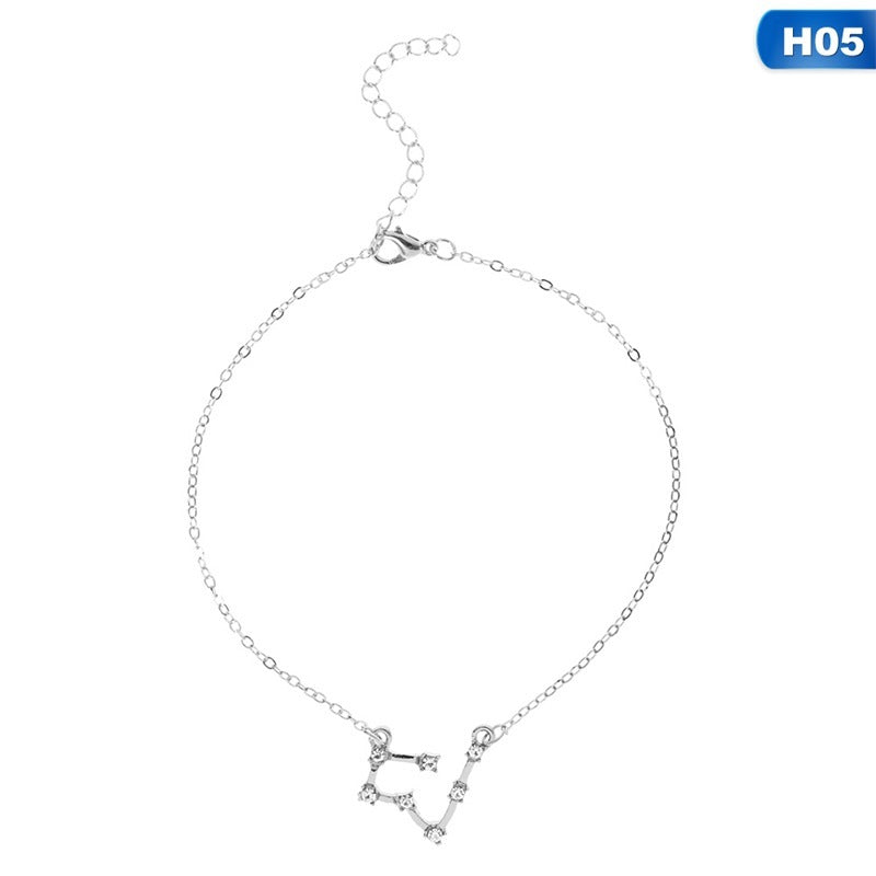 12 Constellation Charm Anklet – Celestial Zodiac Foot Jewelry