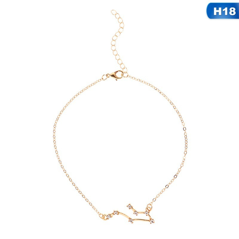 12 Constellation Charm Anklet – Celestial Zodiac Foot Jewelry
