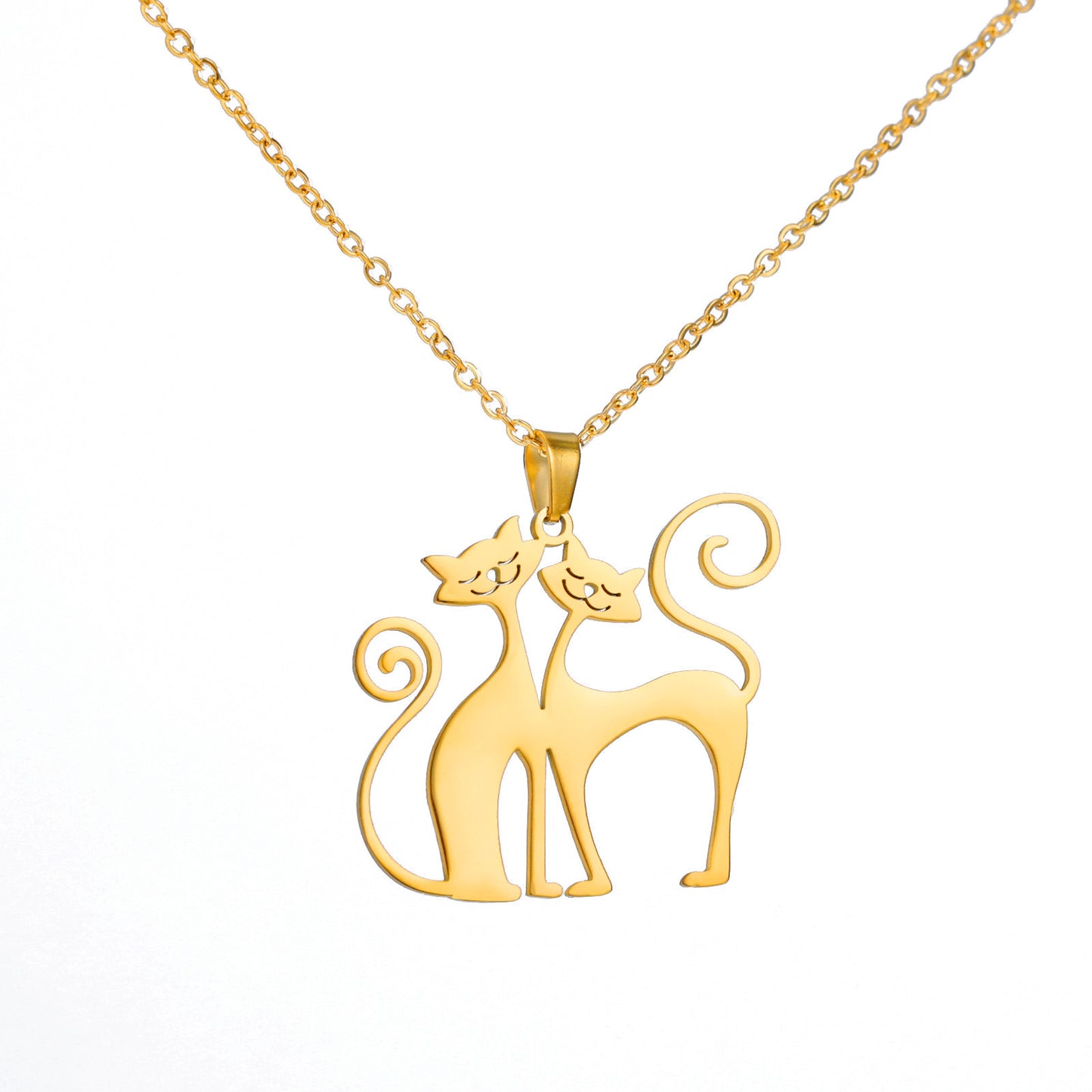 Cute Cartoon Glossy Hollow-Out Intimate Cat Pendant Necklace – Adorable and Stylish