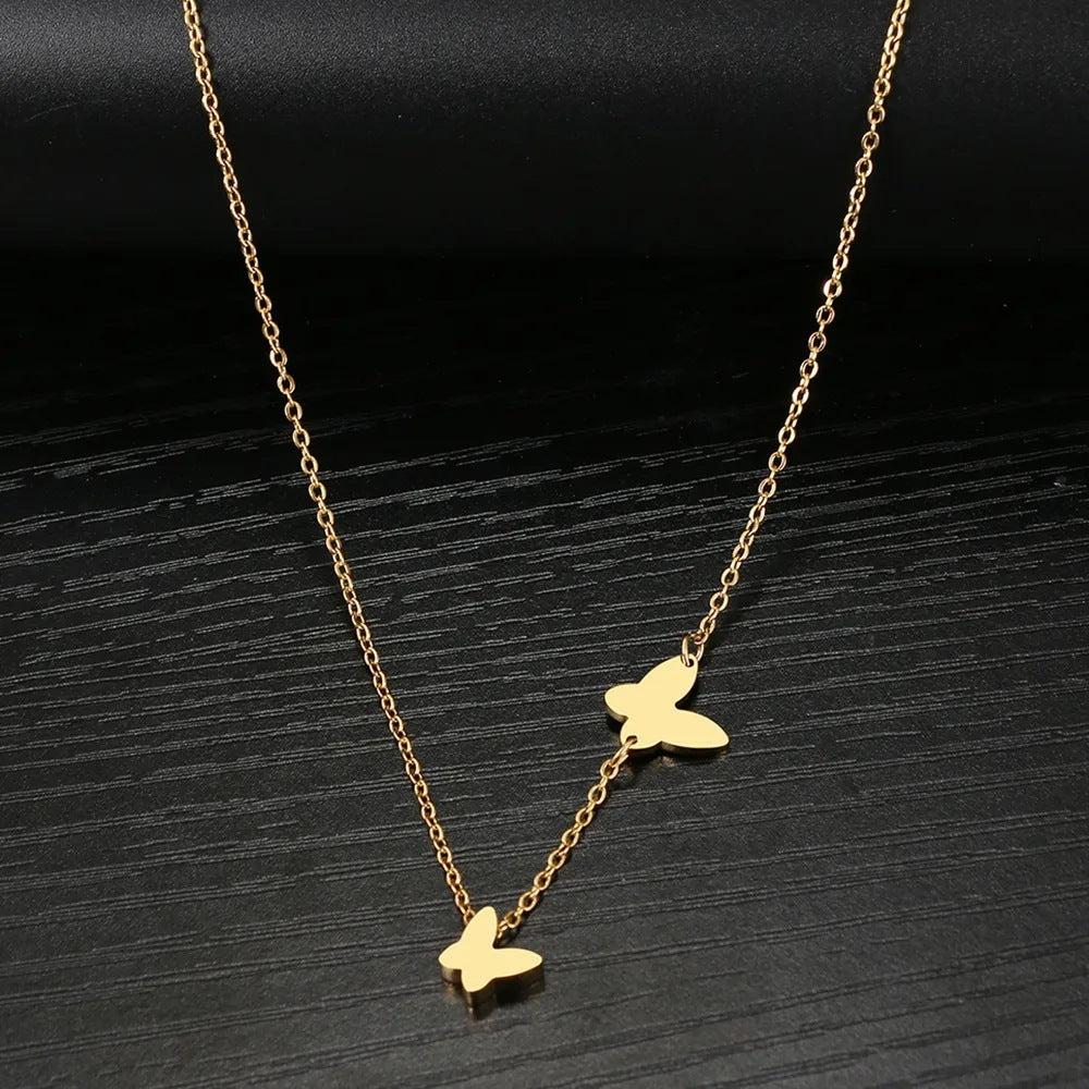 Stainless Steel Butterfly Pendant Necklace – Sweet and Elegant Niche Design
