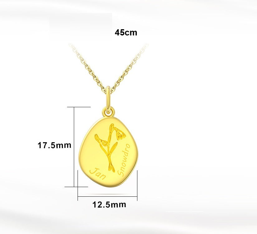 Birth Flower Irregular Pendant Necklace – Unique and Personalized Floral Jewelry