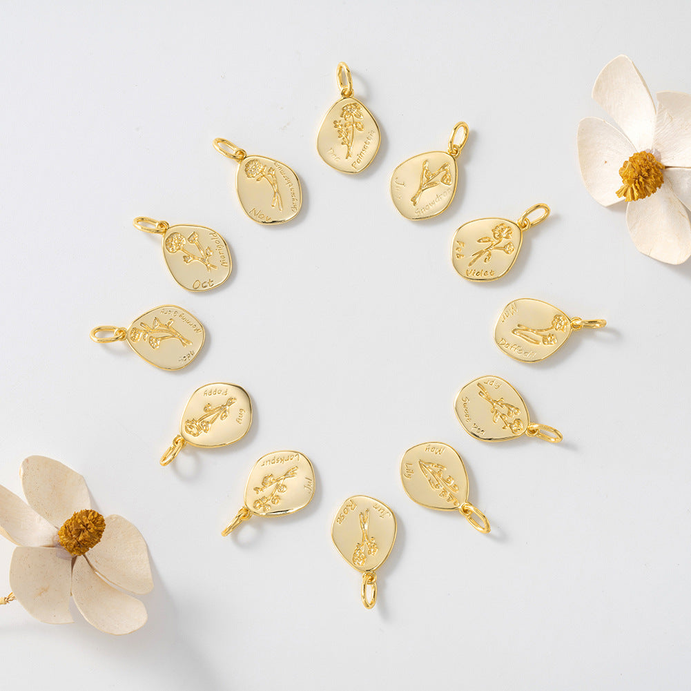 Birth Flower Irregular Pendant Necklace – Unique and Personalized Floral Jewelry