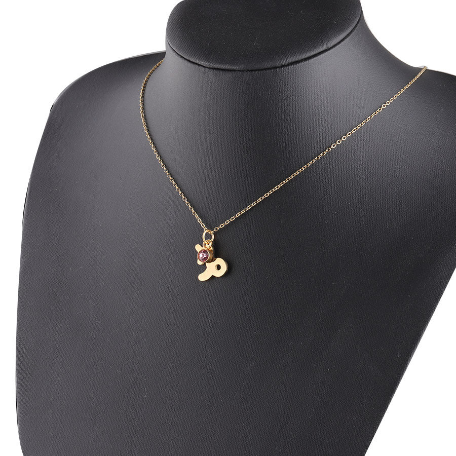 Golden Zodiac Necklace with Lucky Birthstone – Stainless Steel Astrology Jewelry