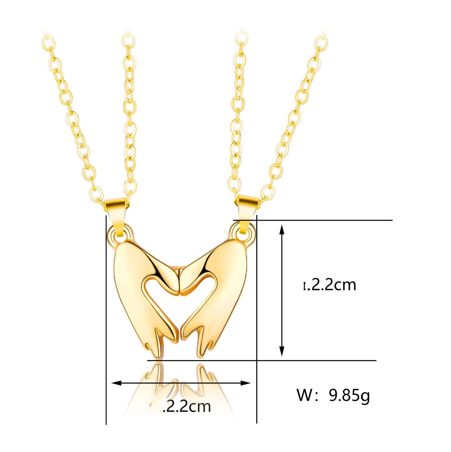 Love Gesture Magnetic Couple Necklace – Matching Hands Pendant Set
