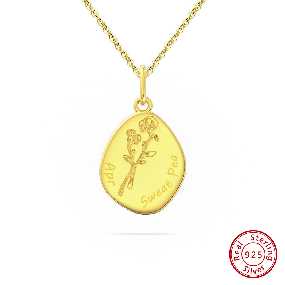 Birth Flower Irregular Pendant Necklace – Unique and Personalized Floral Jewelry