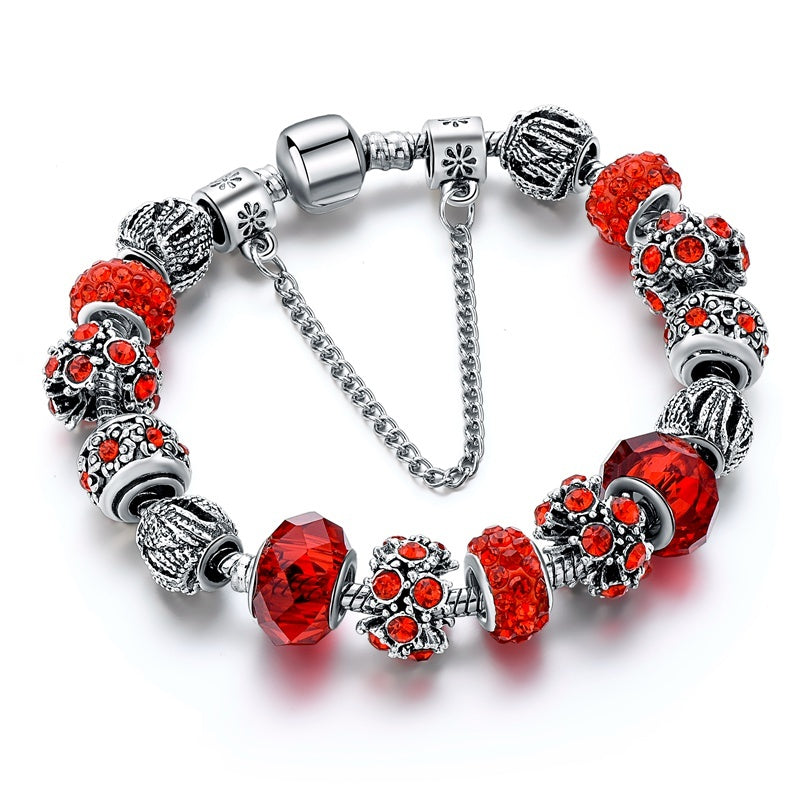 12 Constellation Crystal Glass Alloy Big Bead Bracelet – Celestial Zodiac Charm Jewelry