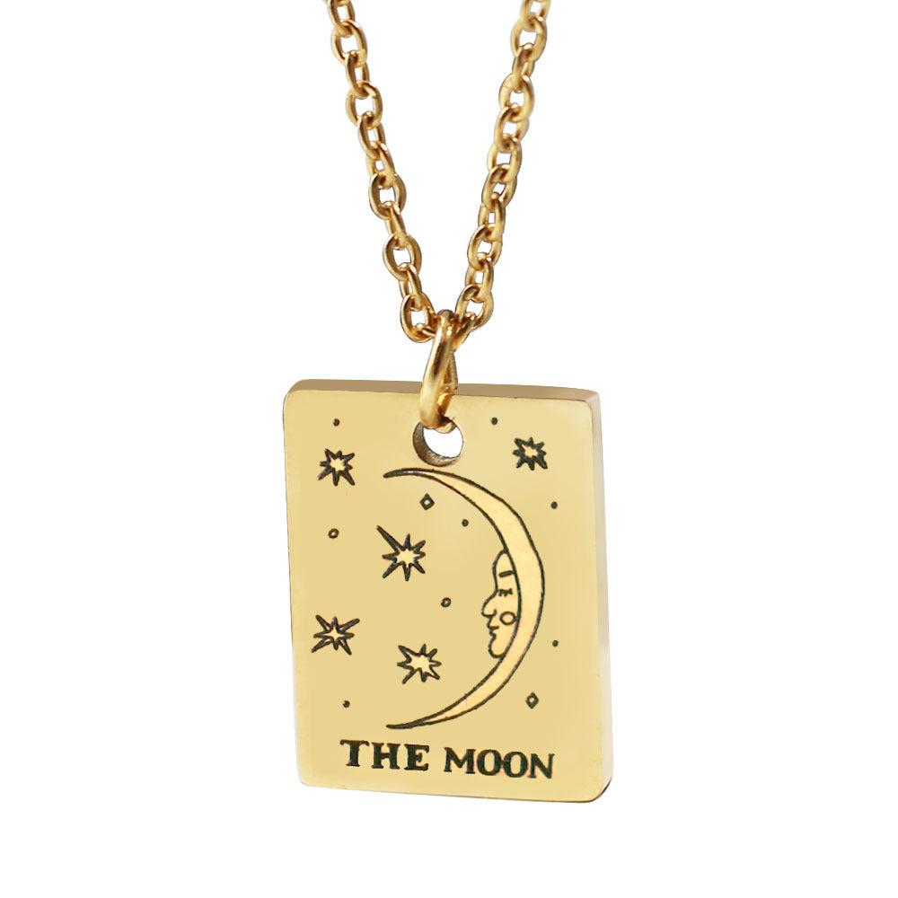 Stainless Steel Square Brand Tarot Pendant Pendant Necklace