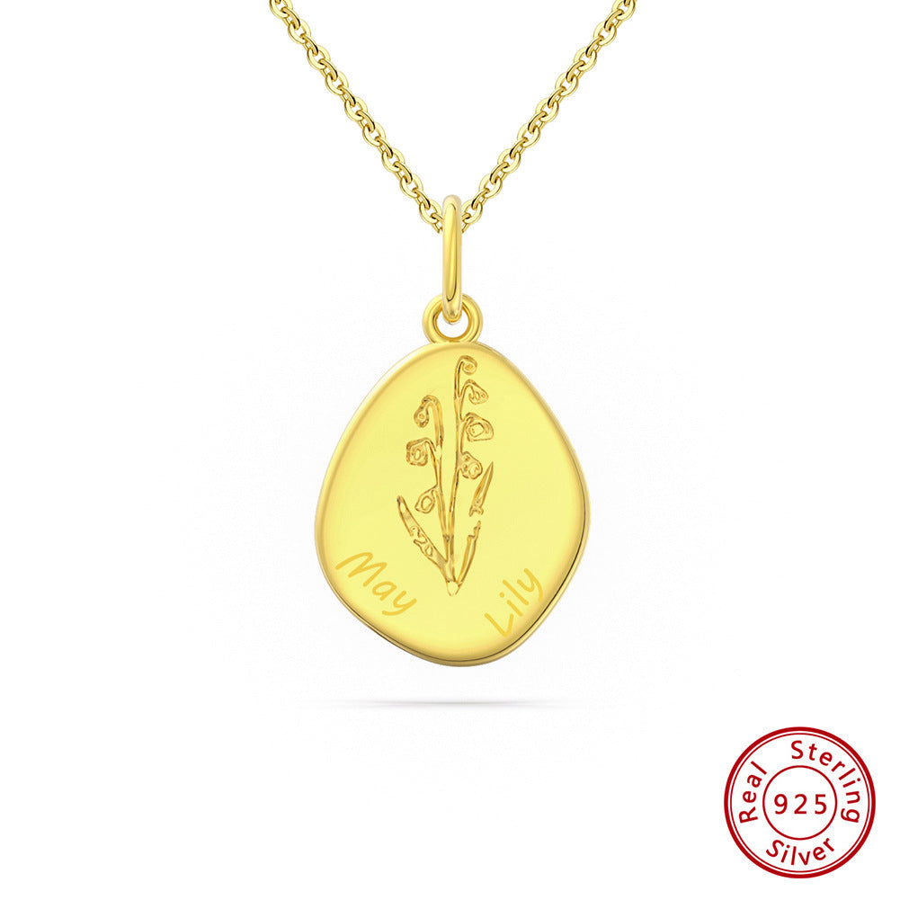 Birth Flower Irregular Pendant Necklace – Unique and Personalized Floral Jewelry