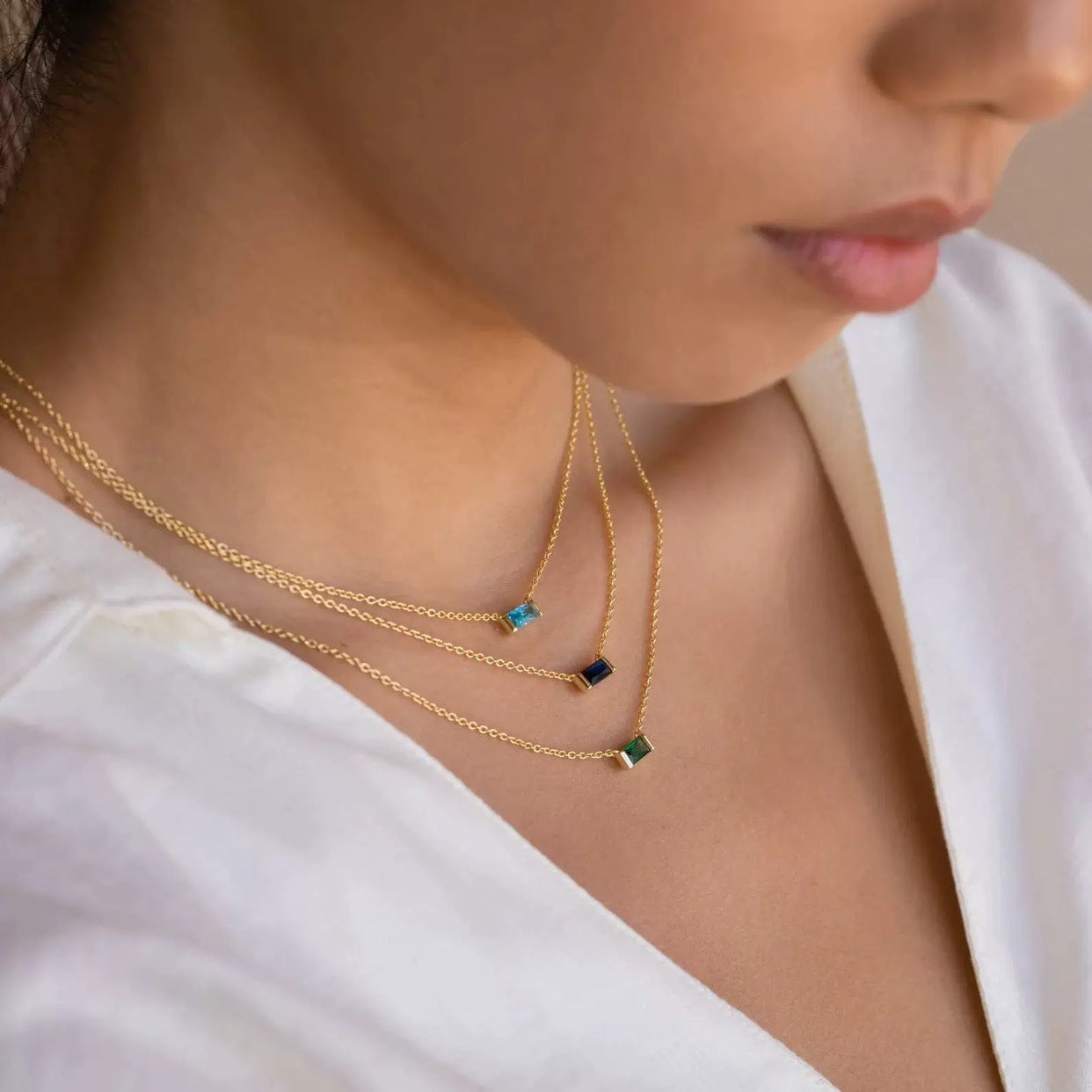 Birthstone Zircon Stainless Steel Necklace and Bracelet Set – Elegant Personalized Jewelry