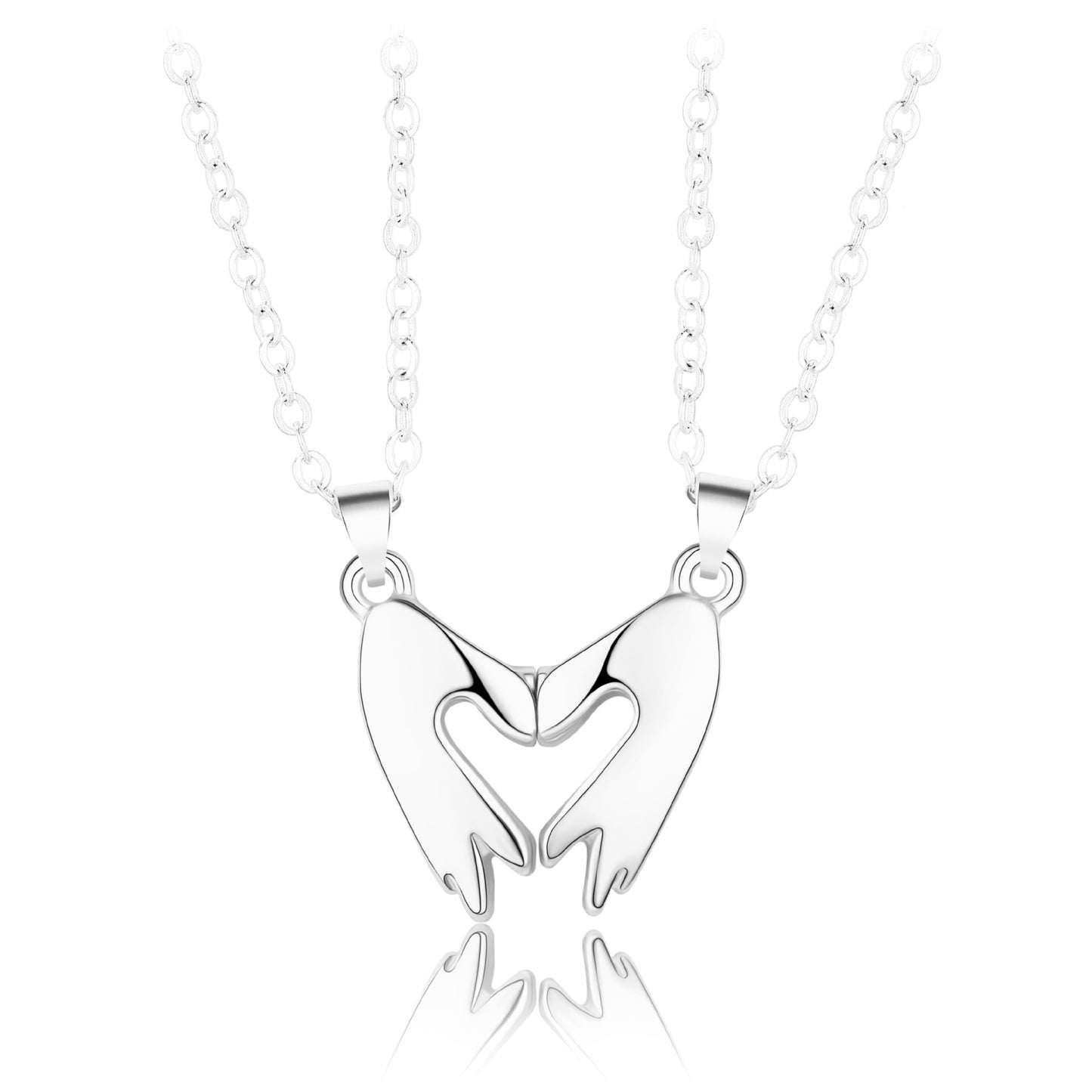 Love Gesture Magnetic Couple Necklace – Matching Hands Pendant Set