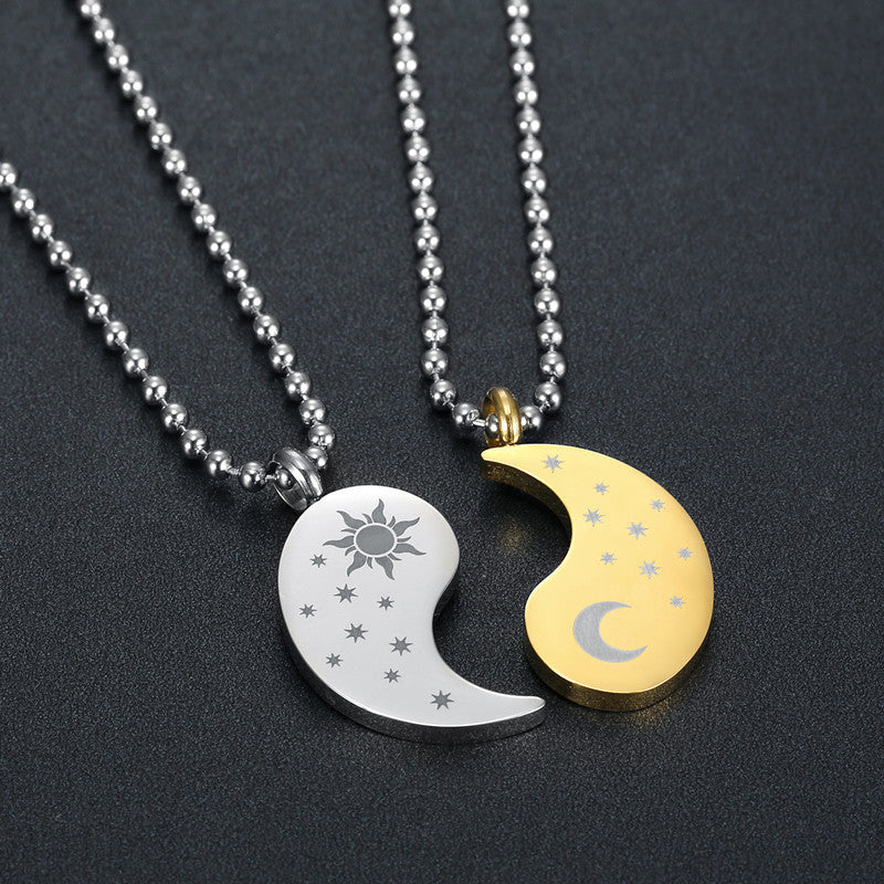 Sun and Moon Yin-Yang Couple Pendant Necklace – Symbolic Matching Jewelry