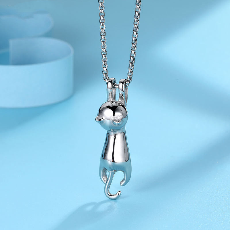 Peeping Cat Titanium Steel Pendant Necklace – Playful and Stylish Feline Jewelry