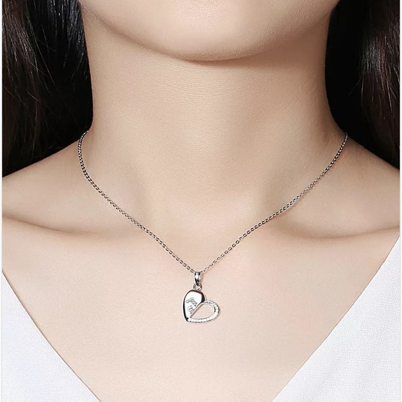 Love Two-in-One Couple Necklace – S925 Sterling Silver Matching Heart Pendant