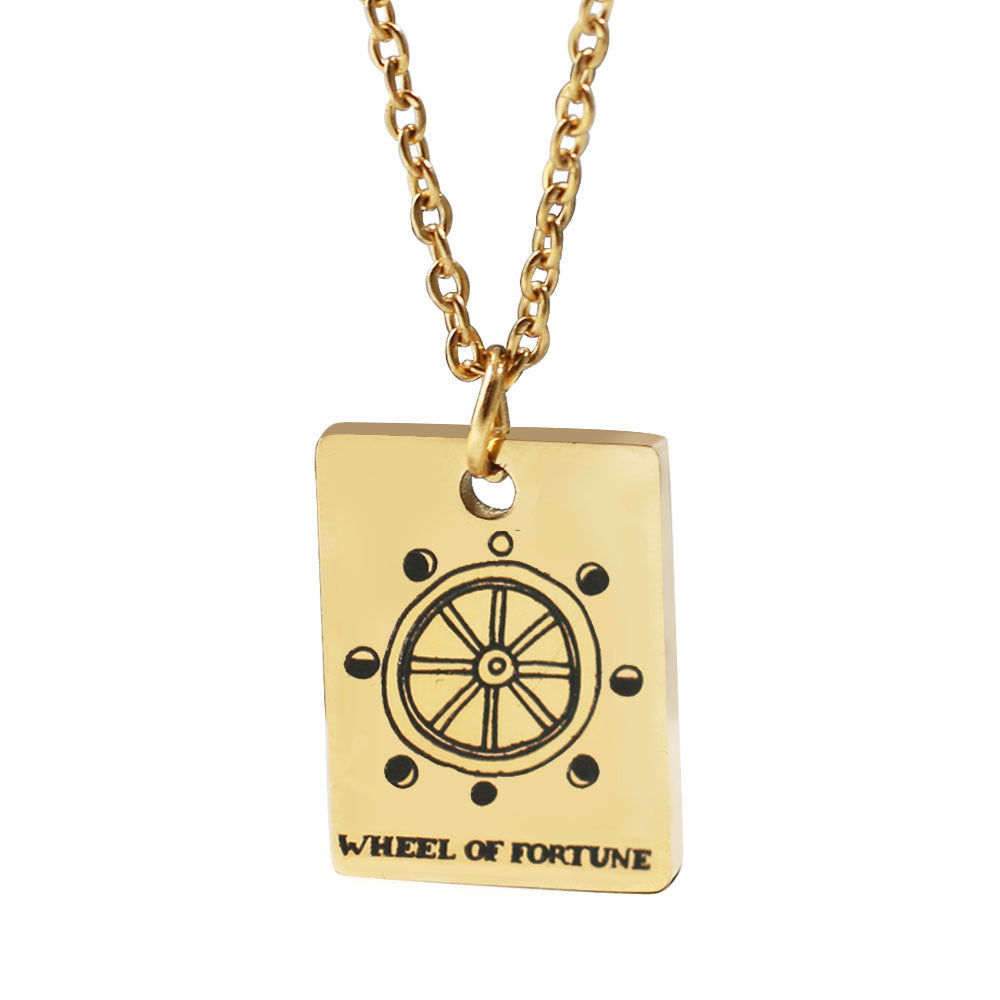 Stainless Steel Square Brand Tarot Pendant Pendant Necklace