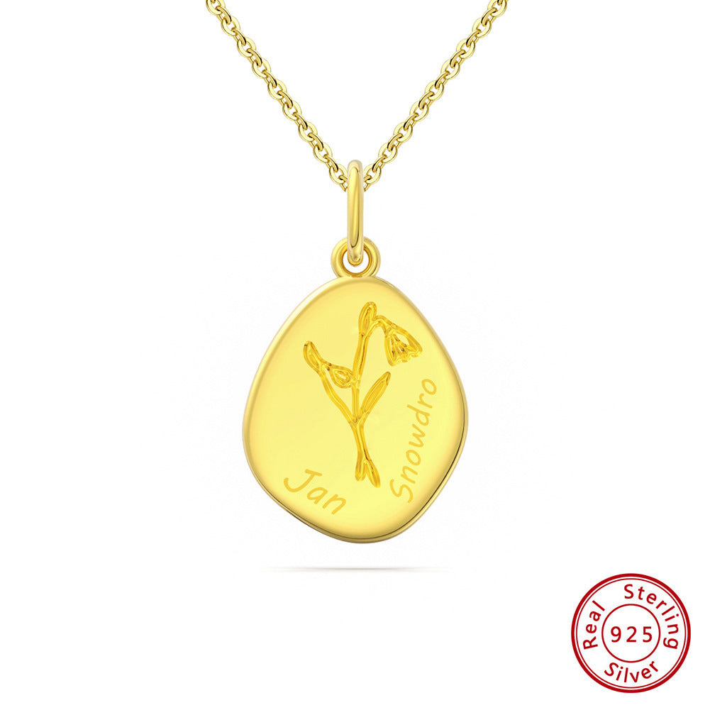 Birth Flower Irregular Pendant Necklace – Unique and Personalized Floral Jewelry