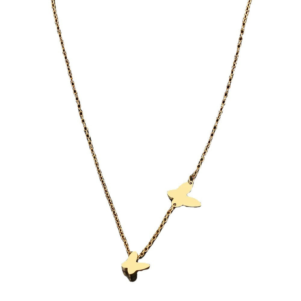 Stainless Steel Butterfly Pendant Necklace – Sweet and Elegant Niche Design