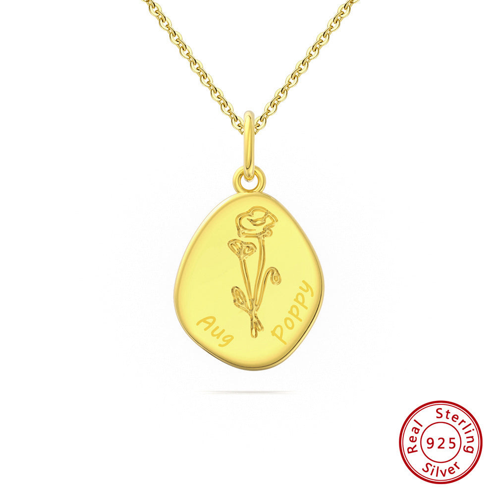 Birth Flower Irregular Pendant Necklace – Unique and Personalized Floral Jewelry