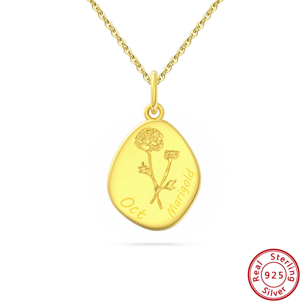 Birth Flower Irregular Pendant Necklace – Unique and Personalized Floral Jewelry