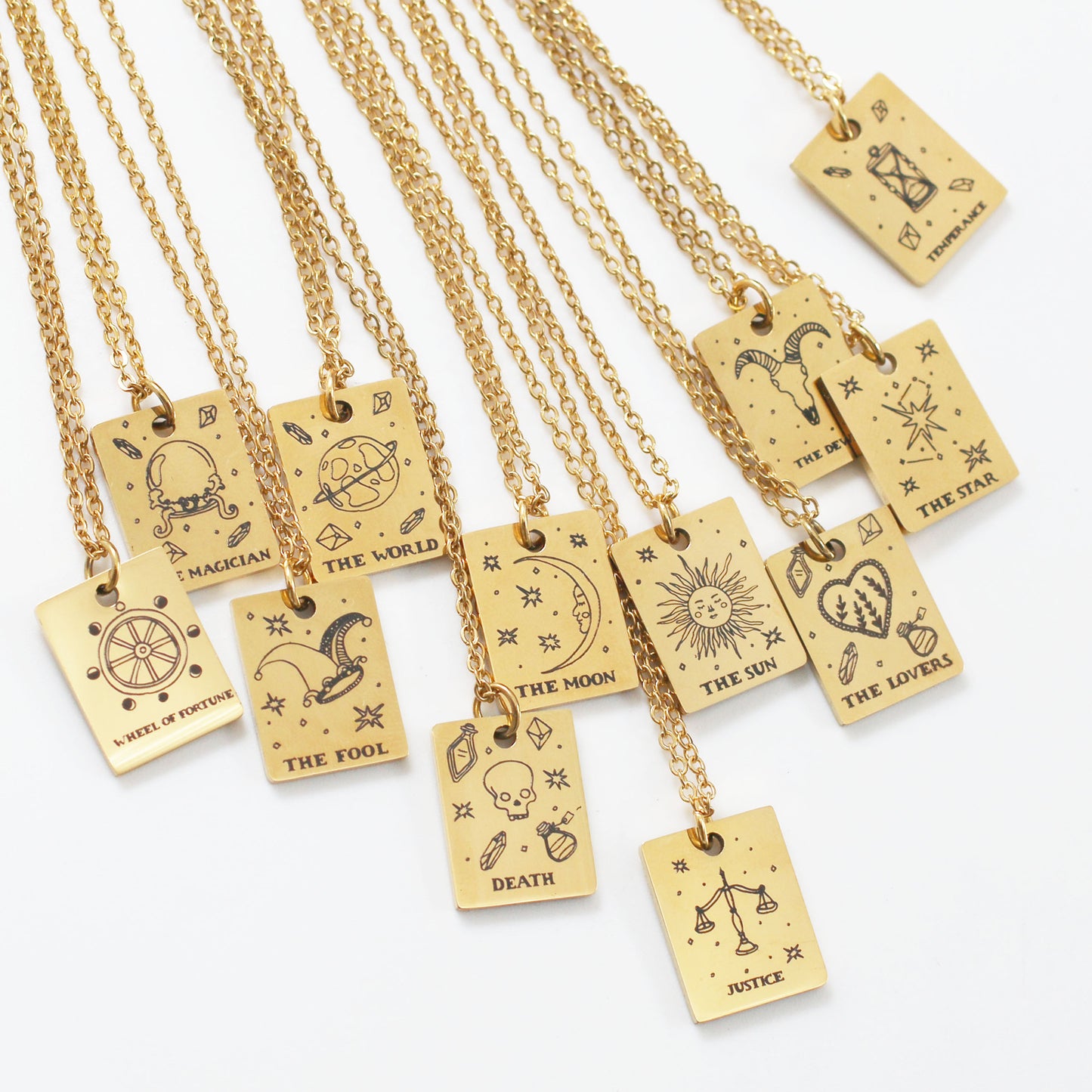 Stainless Steel Square Brand Tarot Pendant Pendant Necklace