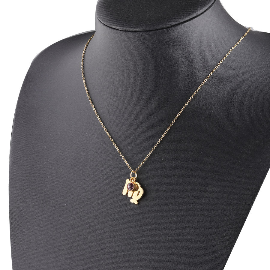 Golden Zodiac Necklace with Lucky Birthstone – Stainless Steel Astrology Jewelry