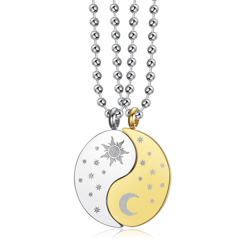 Sun and Moon Yin-Yang Couple Pendant Necklace – Symbolic Matching Jewelry