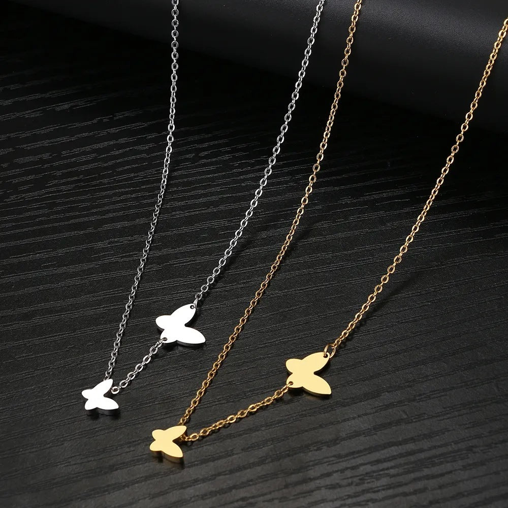 Stainless Steel Butterfly Pendant Necklace – Sweet and Elegant Niche Design