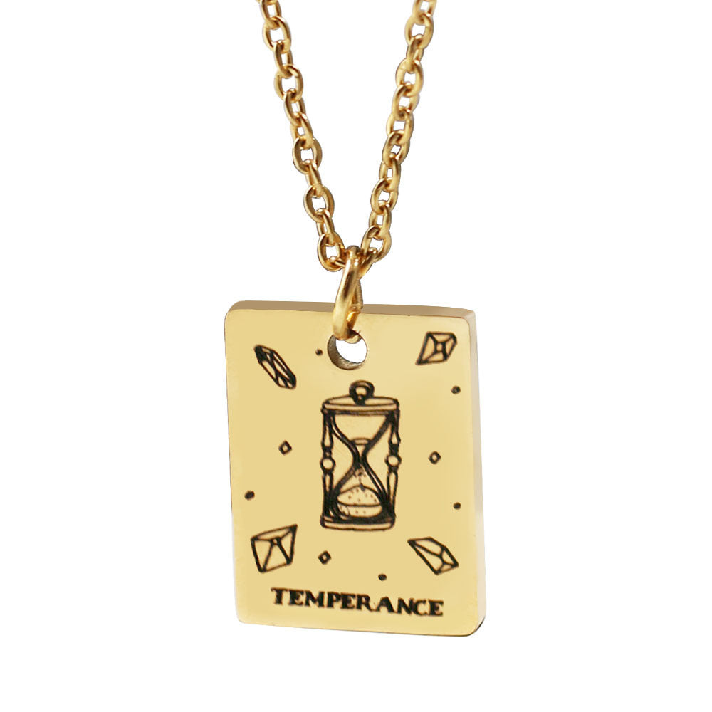 Stainless Steel Square Brand Tarot Pendant Pendant Necklace
