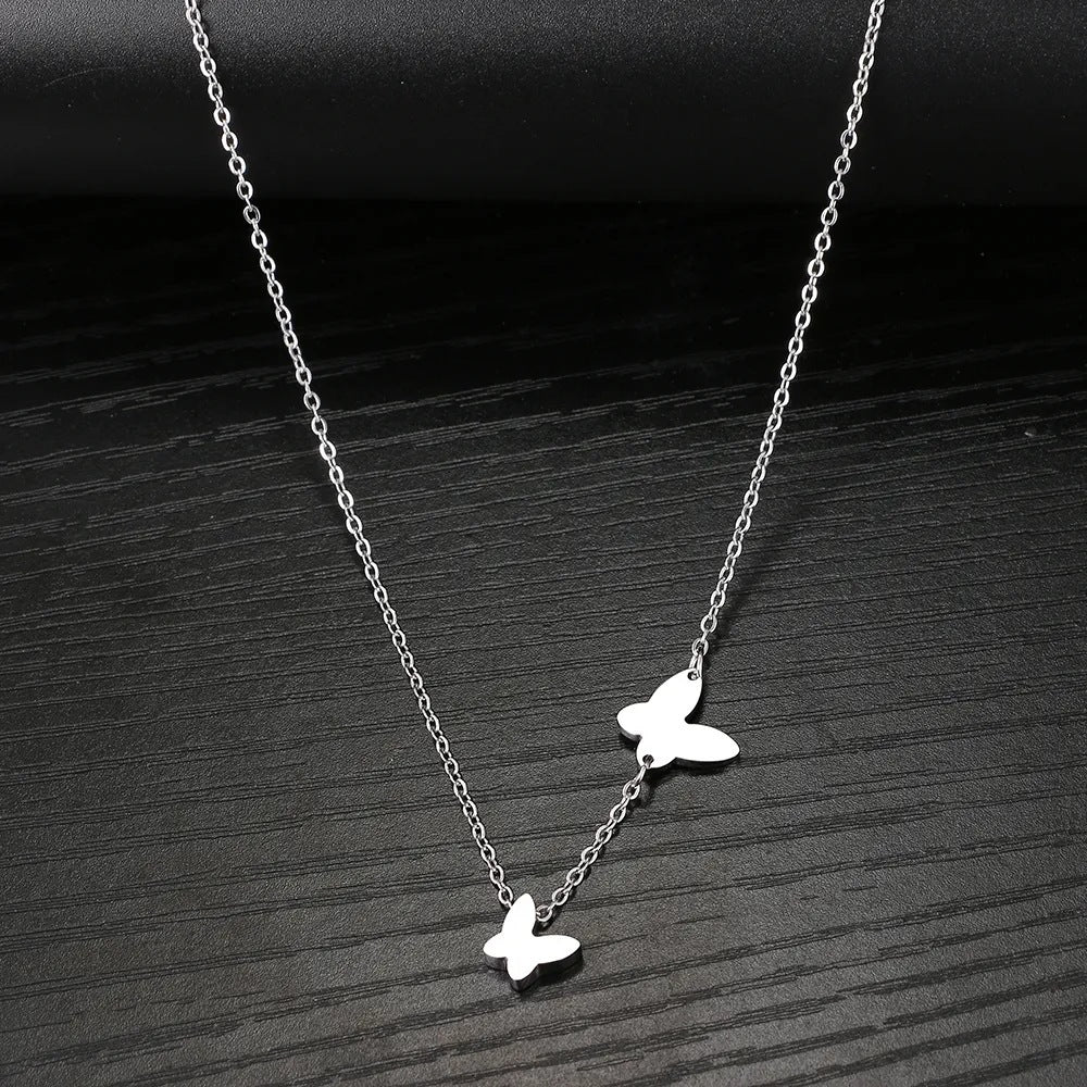 Stainless Steel Butterfly Pendant Necklace – Sweet and Elegant Niche Design