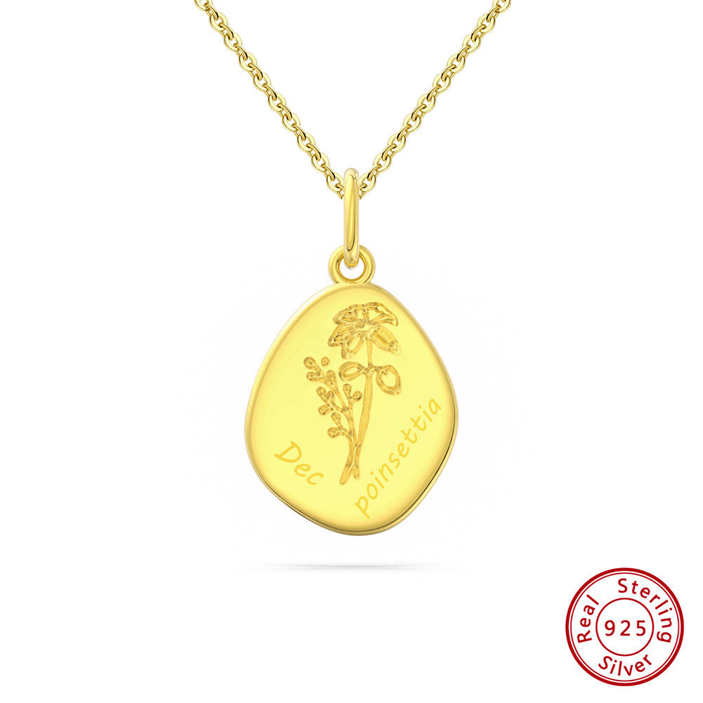 Birth Flower Irregular Pendant Necklace – Unique and Personalized Floral Jewelry