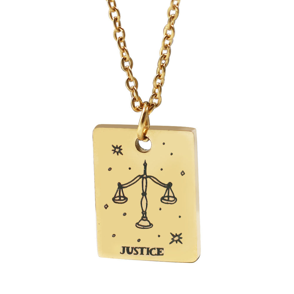 Stainless Steel Square Brand Tarot Pendant Pendant Necklace