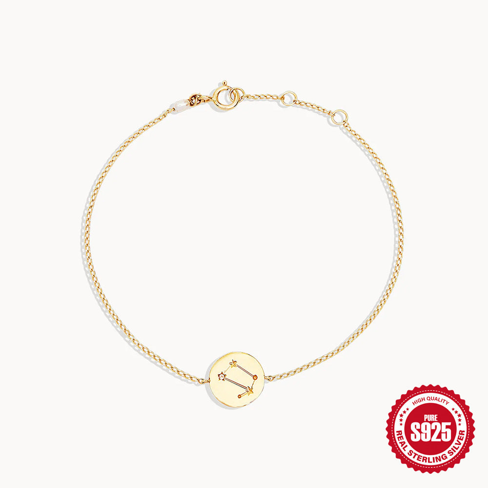 S925 Sterling Silver Twelve Constellation Birthday Stone Diamond Bracelet – Elegant and Personalized Astrology Jewelry