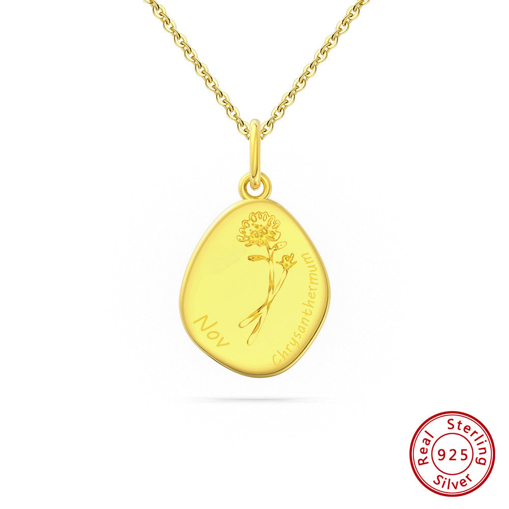 Birth Flower Irregular Pendant Necklace – Unique and Personalized Floral Jewelry